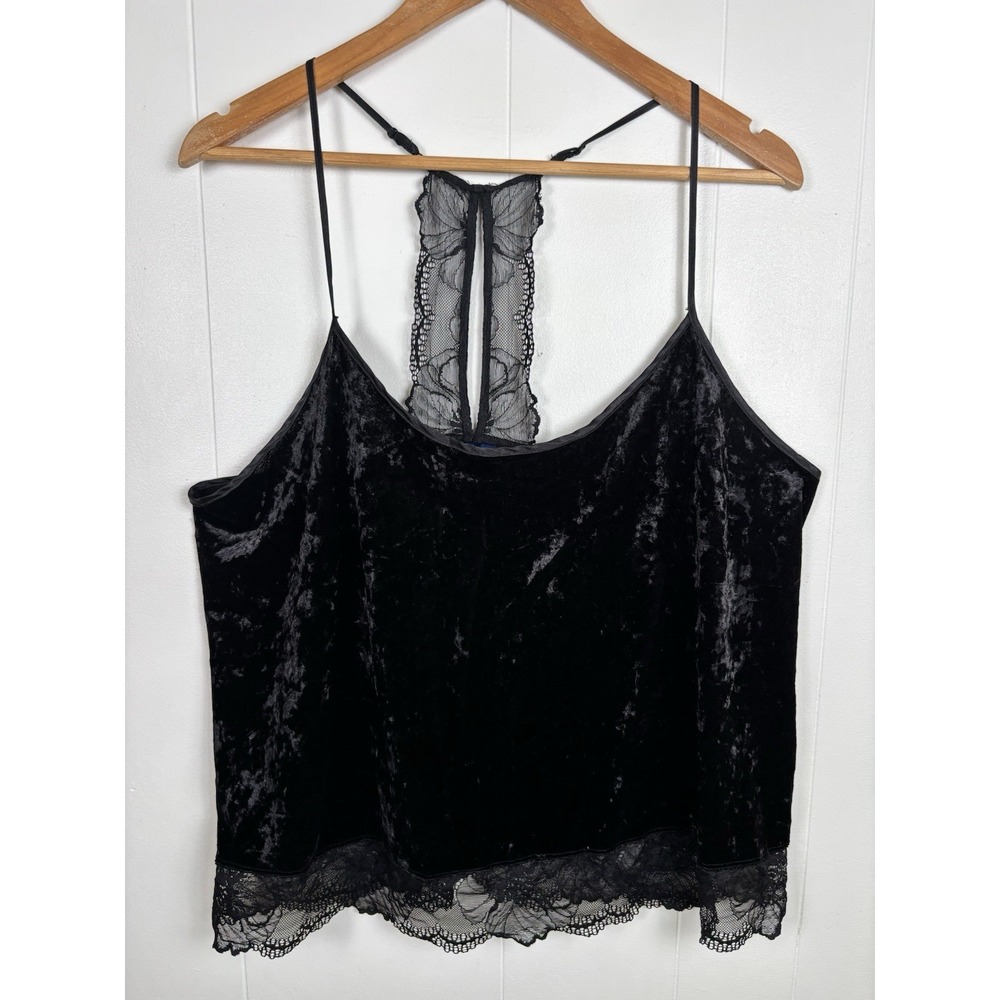 Apt 9‎ Y2K Size XL Tank Velvet Burnout Black Adjustable Straps Lace Detail
